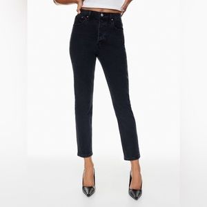 Aritizia Denim Forum Yoko High Rise Slim in Black Eyeliner Size 28, 26L